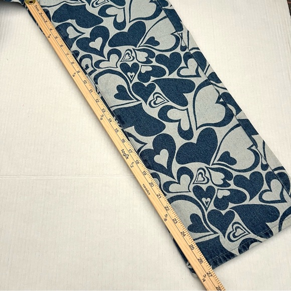 NWT Blue Heart Print Wide Leg Jeans High Waisted Retro Boho Indie Festival 4 - Picture 14 of 14
